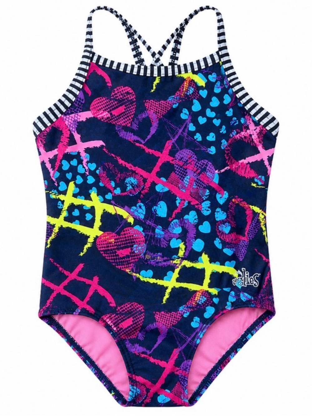 Girls' Dolfin Uglies One-Piece Swimsuit - Navy, Pink, & Yellow